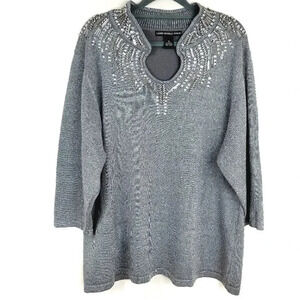 Lauren Michelle | Gray Metallic Beaded Sweater